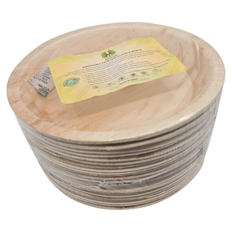 Disposable Palm Leaf  Plate 8" Round Pack of 25 | Eco-Friendly Plates | Pearl Naturals