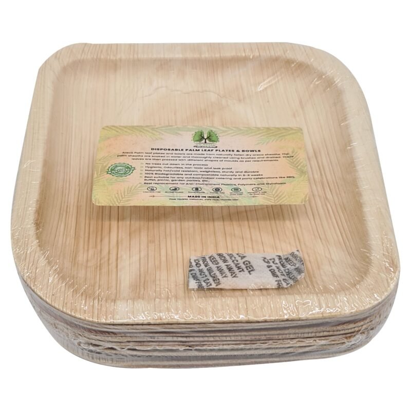 Disposable Palm Leaf Plate 6.25" Square Pack of 25 | Eco-Friendly Plates | Pearl Naturals