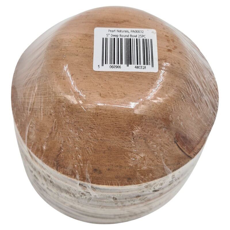 Disposable Palm Leaf Bowl 5" Round Deep Bowl Pack of 25| Eco-Friendly Plates | Pearl Naturals - Image 3