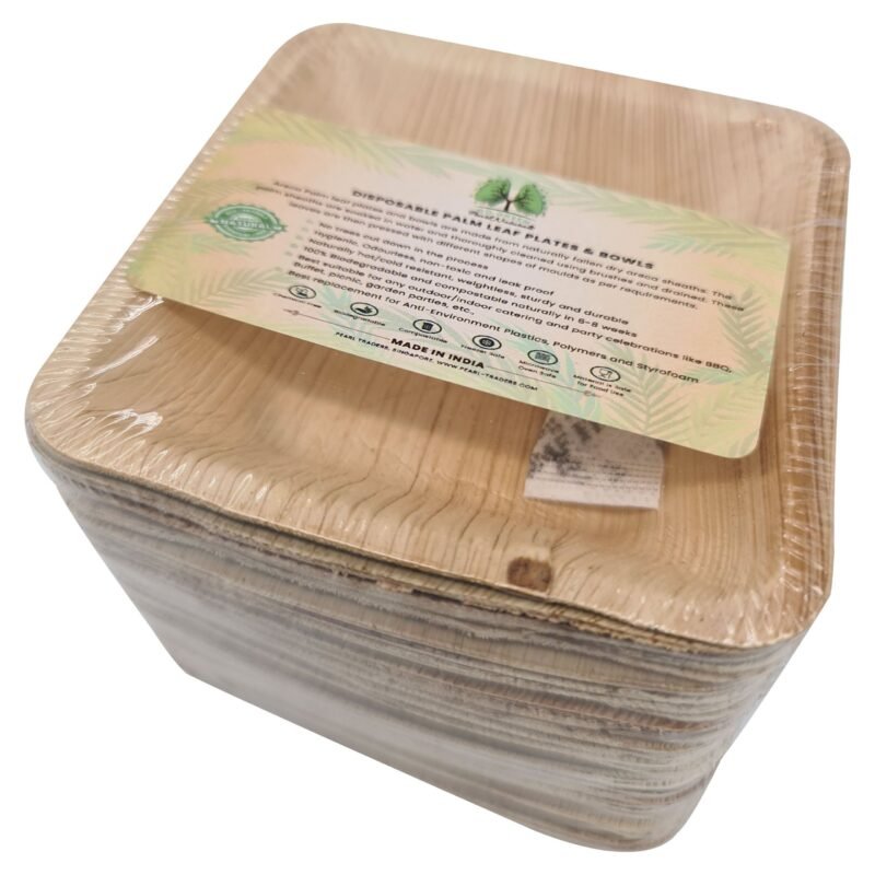 Disposable Palm Leaf Bowl 4" Square Pack of 25 | Eco-Friendly Plates | Pearl Naturals