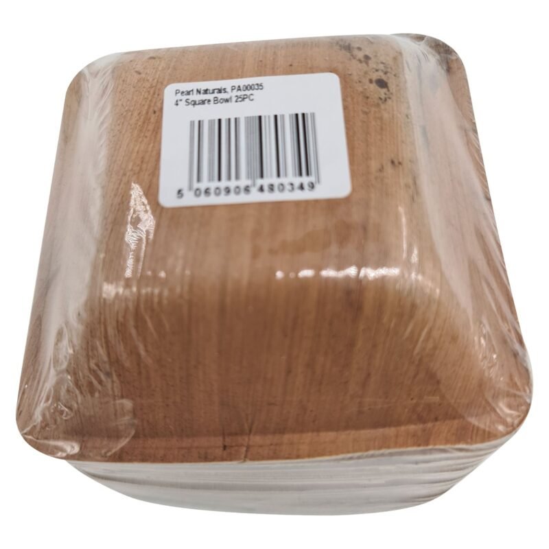 Disposable Palm Leaf Bowl 4" Square Pack of 25 | Eco-Friendly Plates | Pearl Naturals - Image 3