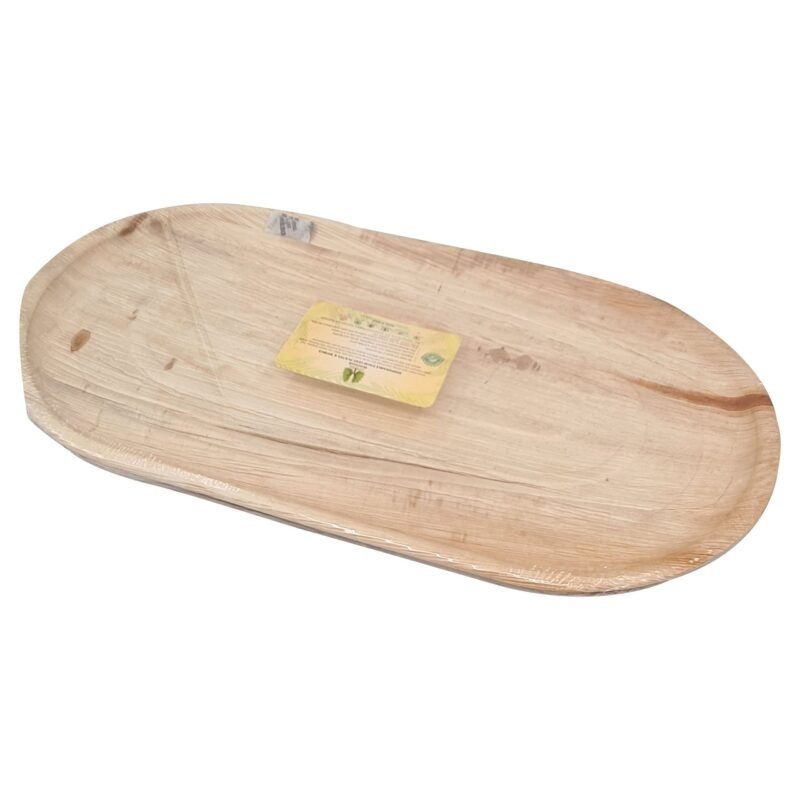 Disposable Palm Leaf Serving Tray  22"x12" Large Pack of 10 | Eco-Friendly Plates | Pearl Naturals - Image 2