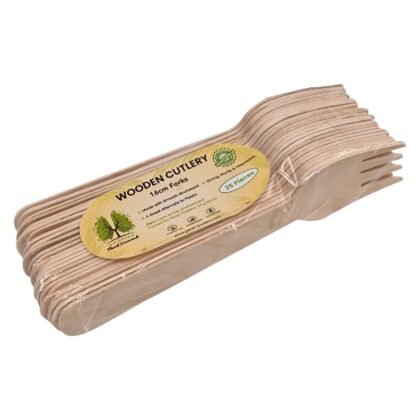 Disposable Wooden Cutlery Fork 16cm Pack of 25 | Eco-Friendly Plates | Pearl Naturals