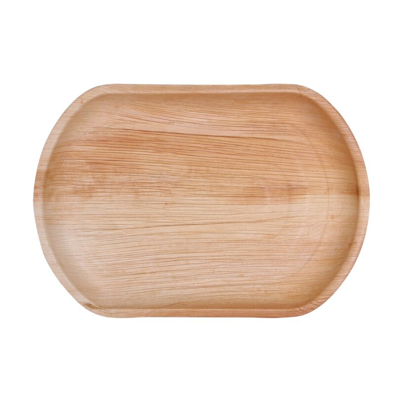 Disposable Palm Leaf Serving Tray  14"x10" Medium Oval Pack of 5 | Eco-Friendly Plates | Pearl Naturals - Image 3