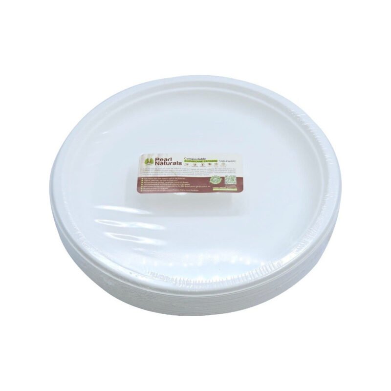 Disposable Sugarcane Bagasse  10" Round Plate Pack of 25 / Wholesale 125pcs | Pearl Naturals