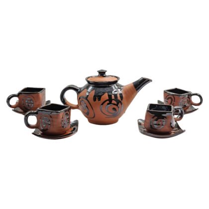 Premium Handcrafted Black Terracotta Clay Teapot Kettle | Artisan-Made Natural Baked Clay Serveware