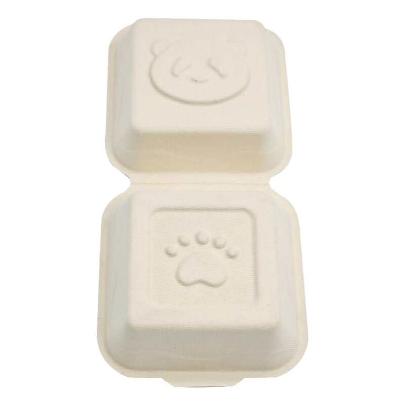Disposable Sugarcane Bagasse 6-inch Panda Box Takeaway Food Container Pack of 25 / Wholesale 50pcs | Pearl Naturals - Image 5