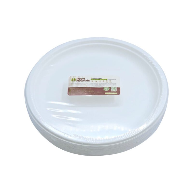 Disposable Sugarcane Bagasse  10" Round Plate Pack of 25 / Wholesale 125pcs | Pearl Naturals - Image 5