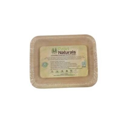 Disposable Palm Leaf Bowl 6.5"x5.5" Rectangle Bowl Pack of 10 | Eco-Friendly Plates | Pearl Naturals