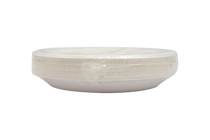 Disposable Sugarcane Pulp White Bagasse 7" Round Plate 25PCS | Pearl Naturals - Image 6