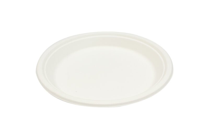 Disposable Sugarcane Pulp White Bagasse 7" Round Plate 25PCS | Pearl Naturals - Image 3