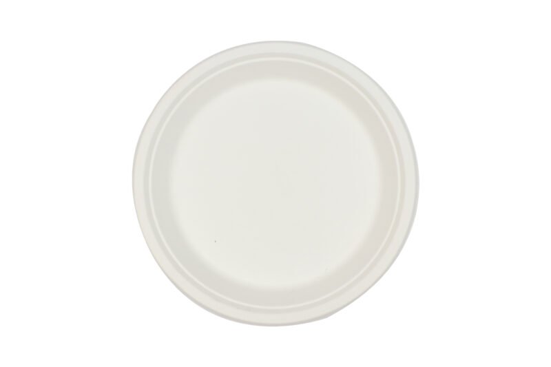 Disposable Sugarcane Pulp White Bagasse 7" Round Plate 25PCS | Pearl Naturals - Image 2