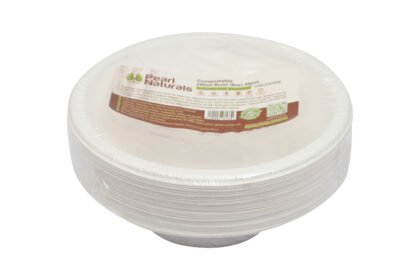 Disposable Sugarcane White Bagasse 240mL Round Bowl Pack of 25 | Pearl Naturals
