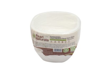 Disposable Sugarcane White Bagasse 120mL Round Bowl Pack of 25 | Pearl Naturals