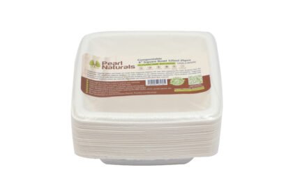 Disposable Sugarcane White Bagasse 120mL Square Bowl Pack of 25 | Pearl Naturals