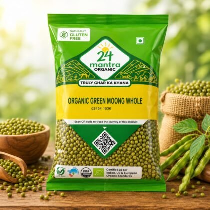 24 Mantra Organic Unpolished Green Moong Whole/Hari Moong/Pesara Pappu- 500g | 100% Organic | Chemical Free & Pesticides