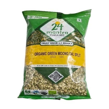 24 Mantra Organic Unpolished Green Moong Dal Split/Hari Moong Dal Split/Green Gram - 500gms | 100 % Organic