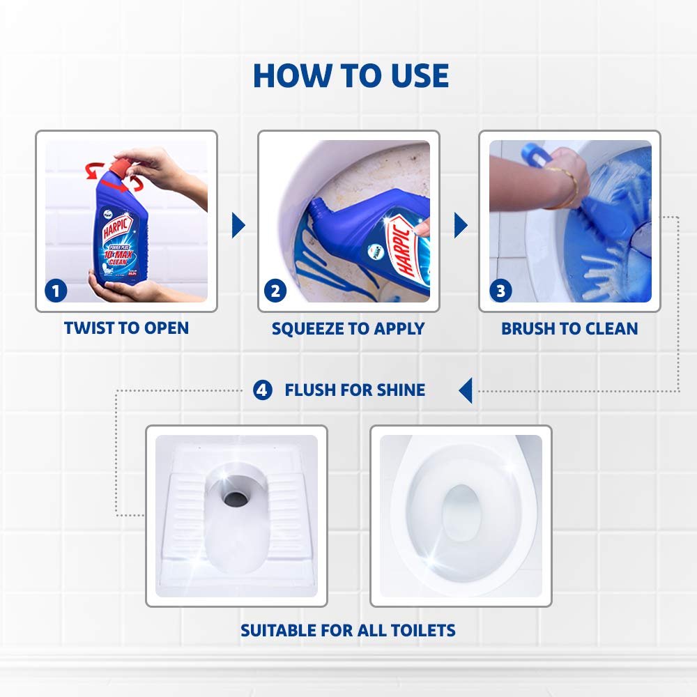 Harpic Disinfectant Toilet Cleaner Original Power Plus, 500ml | Powerful Bathroom & Toilet Cleaner - Image 4