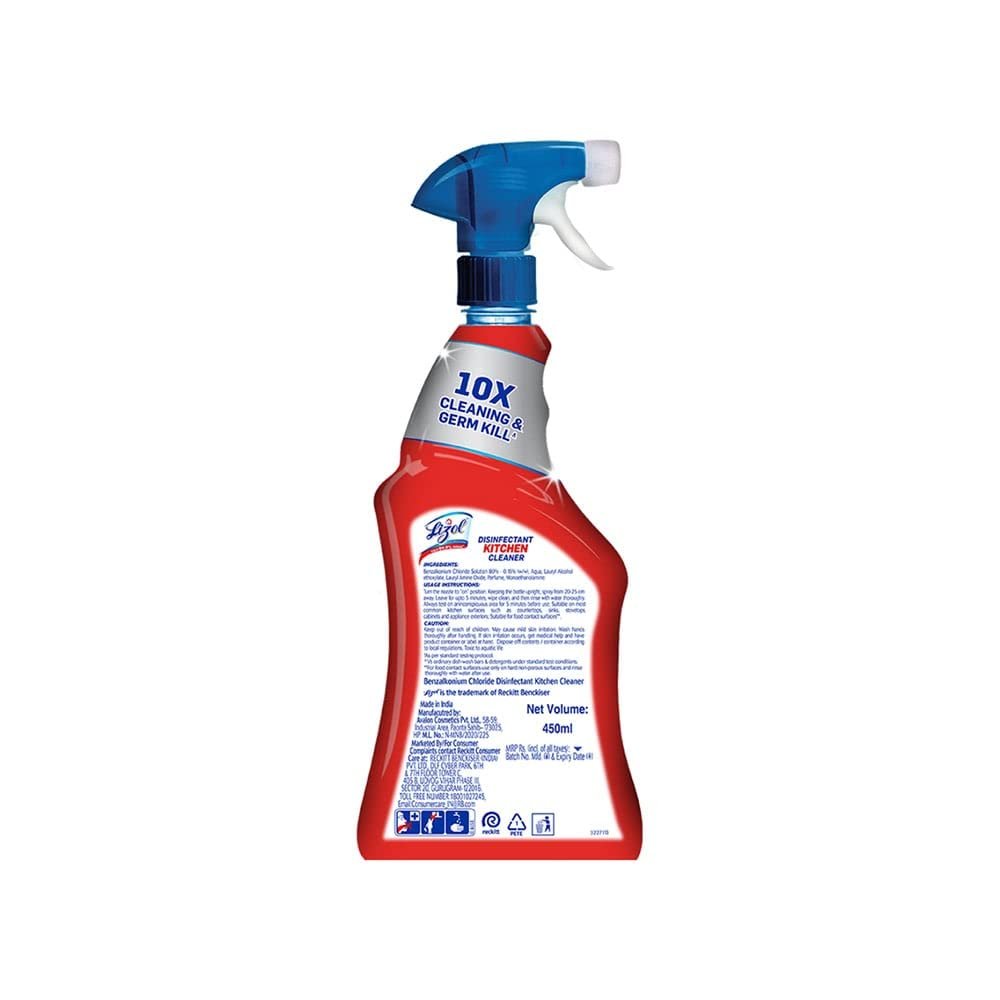Lizol Kitchen Power Liquid Spray Kitchen Cleaner, 450ml | Powerful Grease & Surface Cleaner - Image 5
