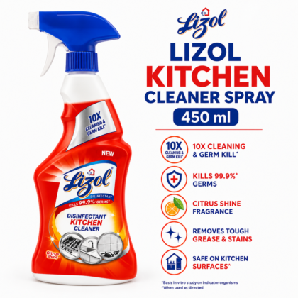 Lizol Kitchen Power Liquid Spray Kitchen Cleaner, 450ml | Powerful Grease & Surface Cleaner