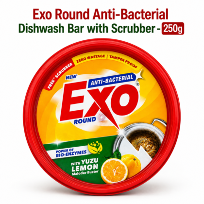 Exo Anti-Bacterial Round Dishwash Bar, 250g | Powerful Utensil & Dish Cleaner