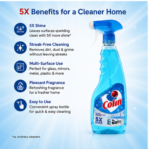 Colin Glass & Surface Multisurface Cleaner Spray, Regular, 500ml | Glass, Mirror & Surface Cleaner - Image 5