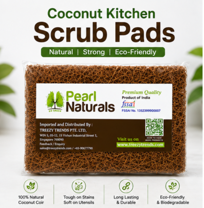 Pearl Naturals Coconut Kitchen Scrub Pads | Natural Coconut Coir Eco-Friendly Scrubber